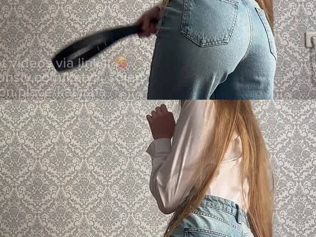 striptease in jeans, put on nylons and masturbates soaked pink vagina throughout transparent pants