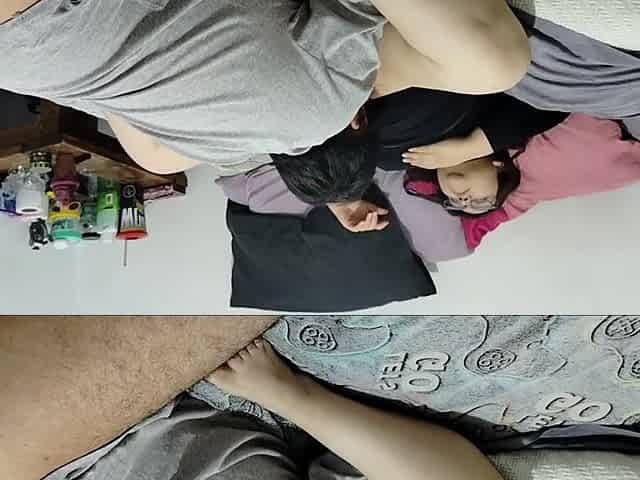 That babe's masturbating and that guy ally suck this alluring cunt