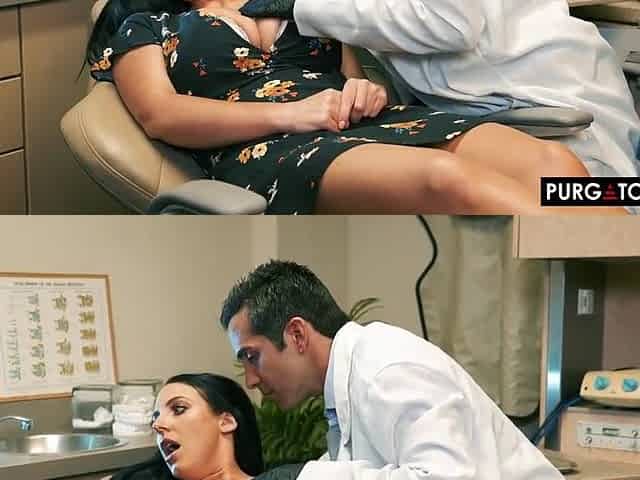 Busty brunette, Angela White is visiting her dentist quite often and getting fucked very hard