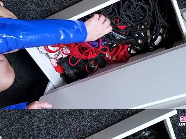 Aunty's Big Tits in Her Tight Blue Pvc Dress