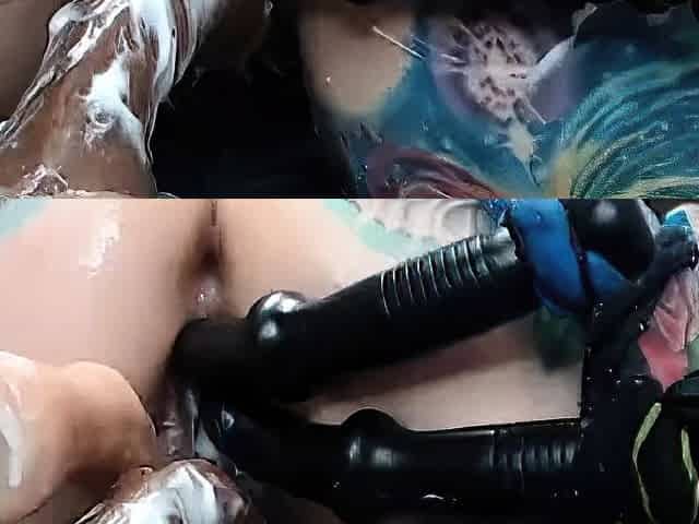 Fetish lesbo toys and rims ass with a dildo HD
