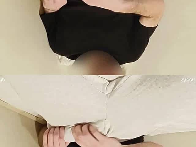 Excited chap in gray panties gets hard and jerks off getting all the milk out