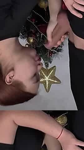 My Stepbrother Got a Christmas Present. Sloppy Blowjob by the Tree. Xkeryb Homemade Video
