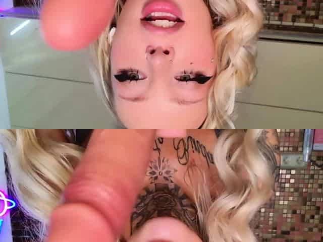 Blonde with big boobs fucked from behind before tit wanking