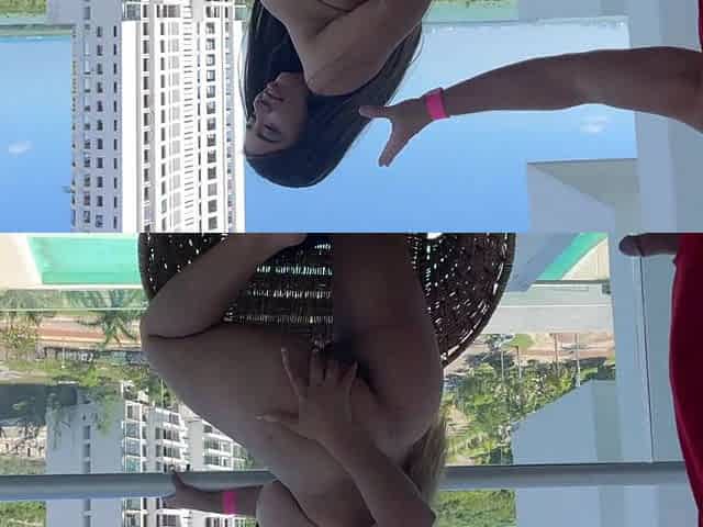 Round-assed Mexican Gets Fucked by Her Stepdad's Thick Cock! Hot Anal Sex on Balcony with Busty Latina