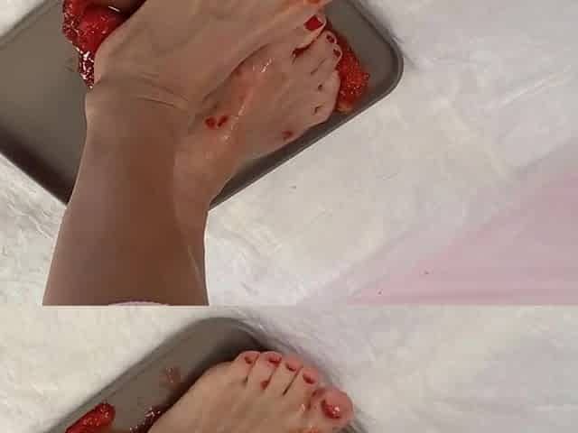 Peeing in strawberries and trampling 'em with my pretty feet