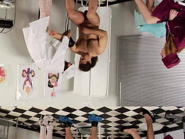 Naughty girls having fun with a guy in cfnm threesome