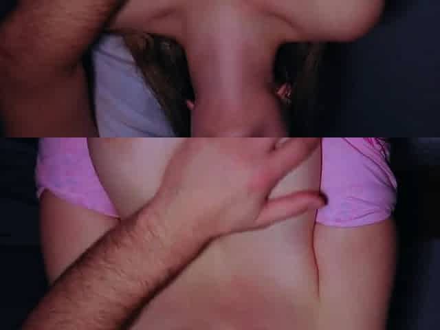 Big Tits in Pink PJs Covered in Cum