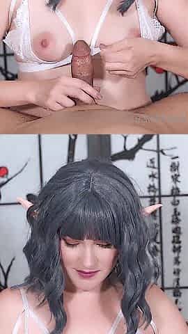 Blue hair pale elf Vanerose gives a fine tit job