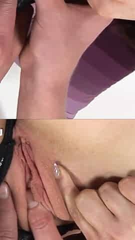 Cock sucking teen takes cumshot over her pussy