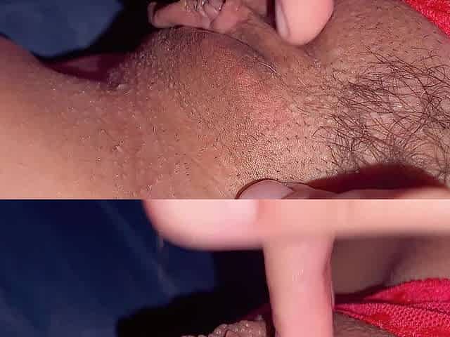 Close-up. How a woman has an climax