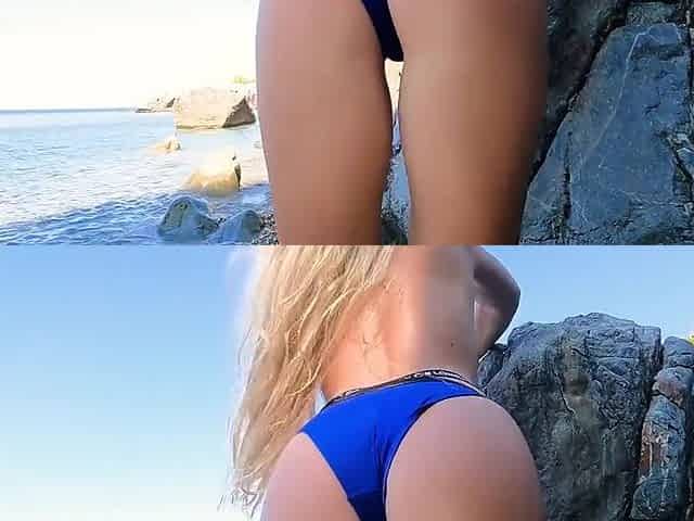 Jessi Jek In Hot Couple Having Risky Sex On Public Beach Ass Fuck Creampie Prone Bone