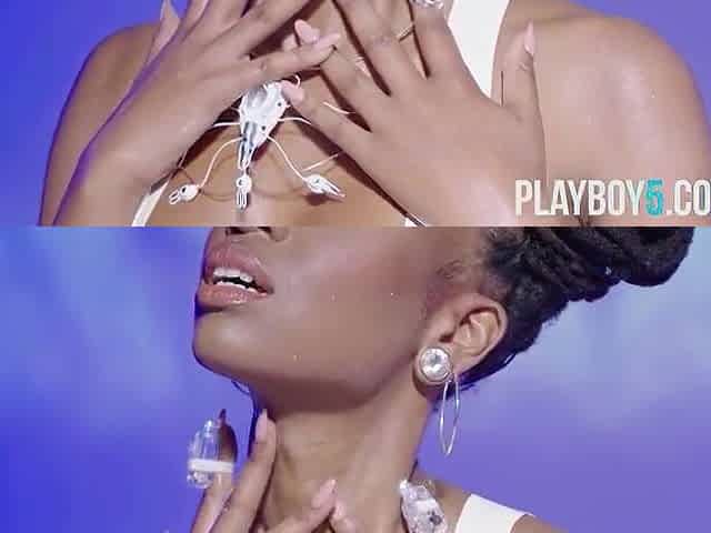 Kinky black teen hotty SaBrea Phenix solo softcore for Playboy