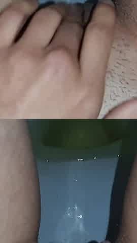 In a Public Toilet, I Jerk off and Pee at the Same Time