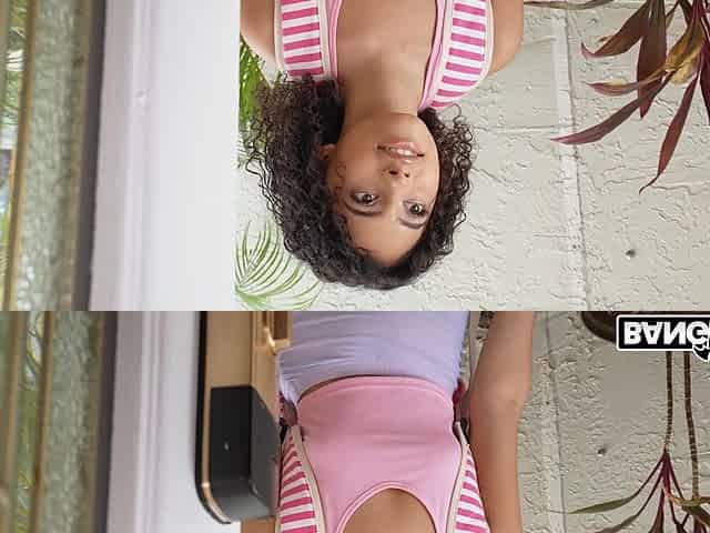 Dani Diaz on her knees is sucking GI Joey's cock