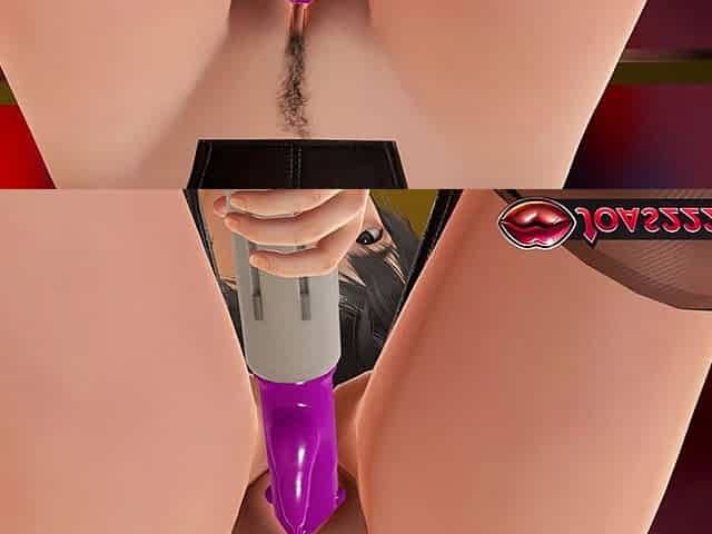 Blonde Holly as a Bunny in 3D Hentai - Enjoy Standing Pink Dildo Masturbation Teasing, Desk Pussy Licking with Sensual Moans
