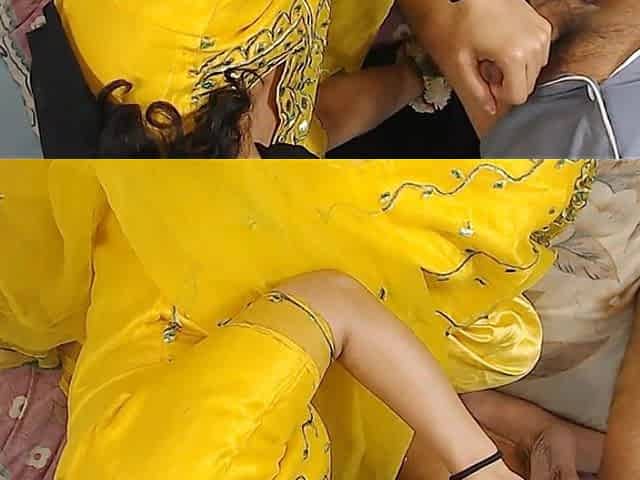 Mehndi Night Beautiful Handjob of Big Dick Devar Got by Hot Indian Bhabhi on Her Wedding on Xvideos India XXX