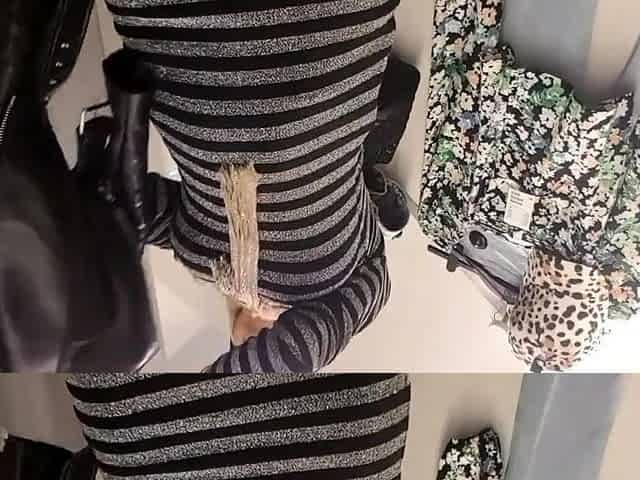 Big-tit milf publicly masturbates in a changing room