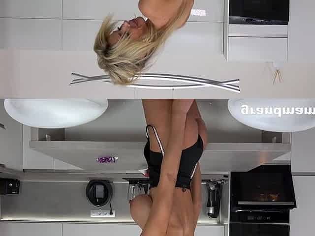 Busty Grandma Bimbo Barbi in the Kitchen - Bimbo MILF Is Always Wet - Old Mature in Solo Masturbation