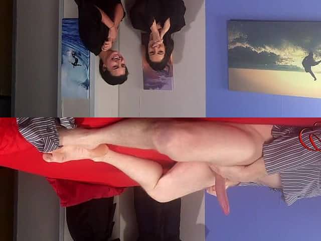 Kinky man strokes his penis while Lola Knight and her BFF watch
