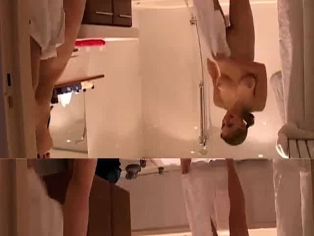 amateur teen multitasking with toys