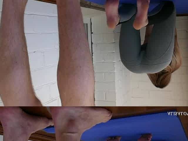 Golden-haired in Leggings Drilled During Yoga Class