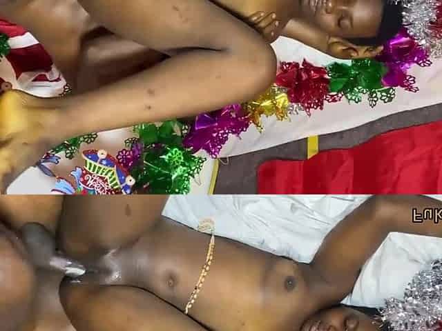Sneaky neighbor cum inside landlords teen daughter cunt as Xmas gift for being a wonderful chick