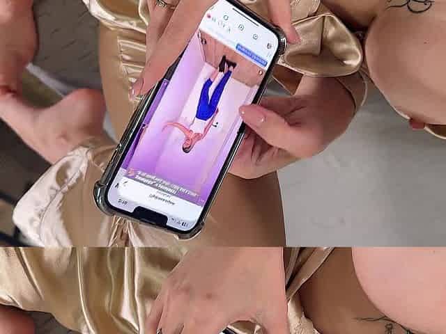 ex with a breasty golden-haired with stretch and leather boots
