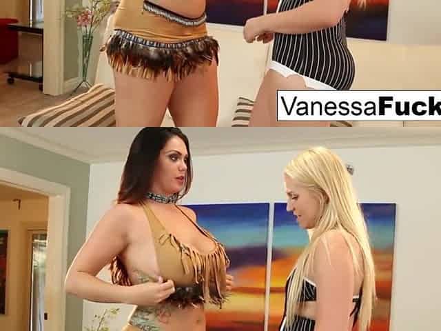 Alison and Vanessa resolve to screw previous to a Halloween Party