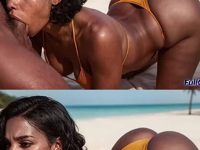 whilst my wife is vacationing at the hotel, I fill this cutie with my cum on the beach [AI]