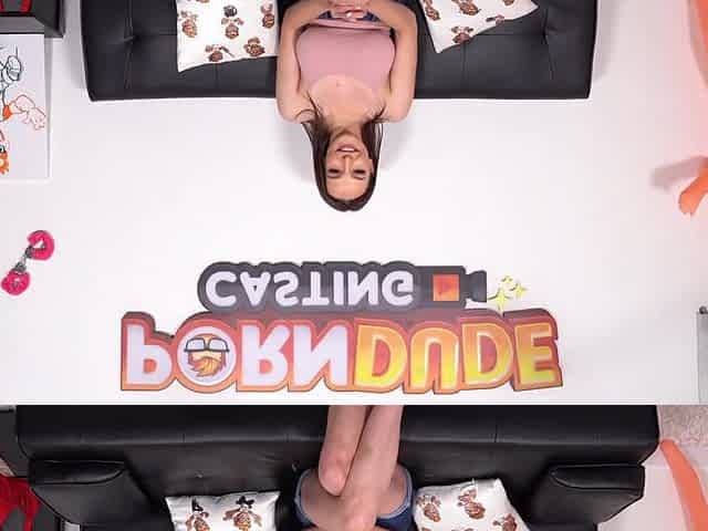 Brunette hair Teen Rissa May's 1st PornDudeCasting: Pleasuring Her Large Weenie Cravings!
