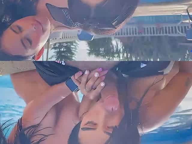 HOT latina three way at public pool! Jenifer play is scorching gonzo porn!