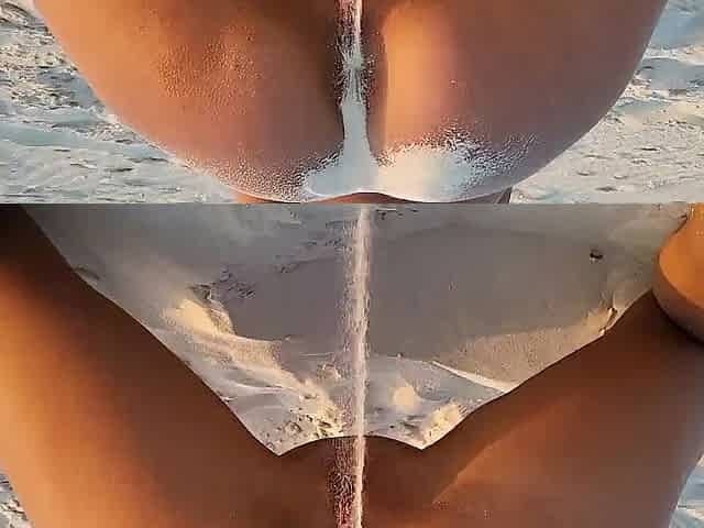 Naked Monika Fox Poses On Beach, Sprinkles Herself With Sand And Shows Pussy And Ass (Free)