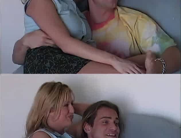 Wild housewife nympho with great booty rides a guy in couch