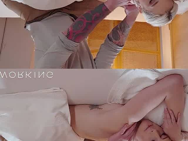 1st time erotic massage UK blond Sunflower Doll enjoys thick dong making her climax