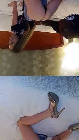 Pussy fingering babe in heels plugs her ass in hi def