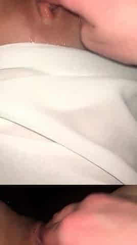 Beautiful mature blond sexbomb with glasses masturbates
