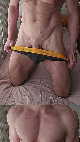 6'7" jacked man showing off and playing with BWC