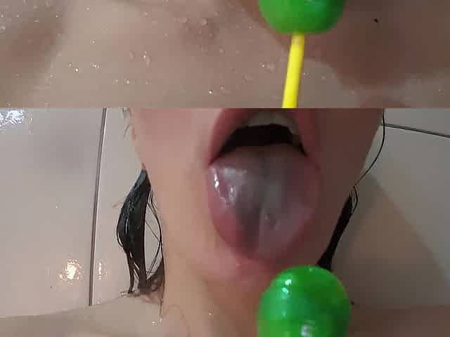 ASMR: Sucking Chupa Chups in the shower????????????