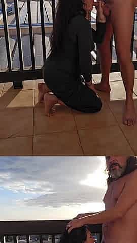 My ally leaves me his wife and I cum in his throat in the hotel