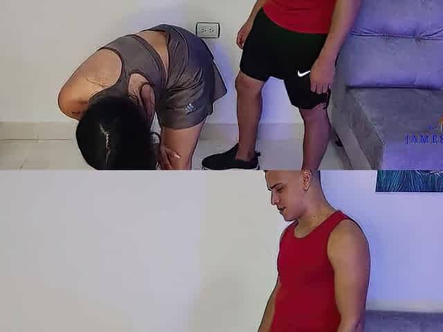 Gym coach with a hard jock makes me screech and groan like a little wench -