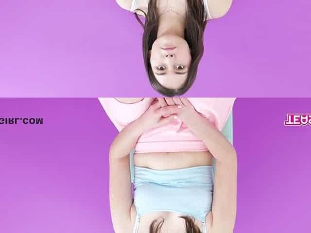 Cute Teen Brunette hair goes to interview & cums HARD