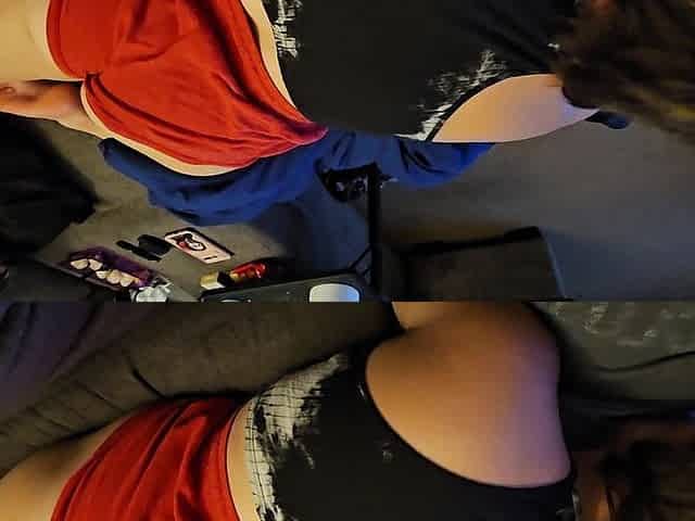 Another amazing blowjob while watching scream and he's knuckles deep in me too