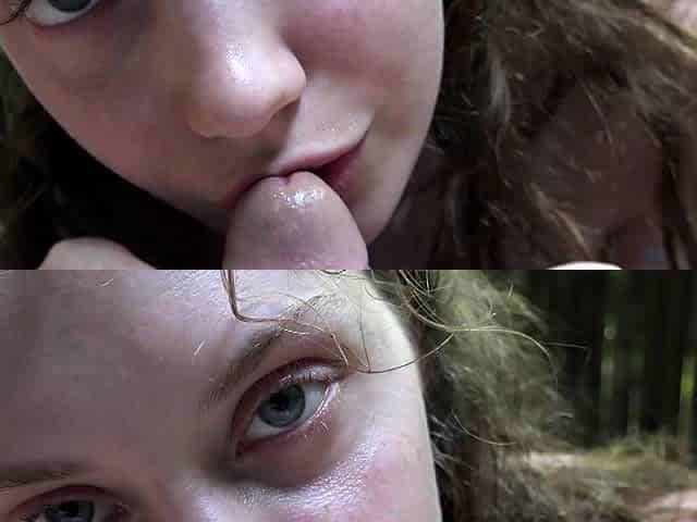 Amateur mouth cumshot outdoor