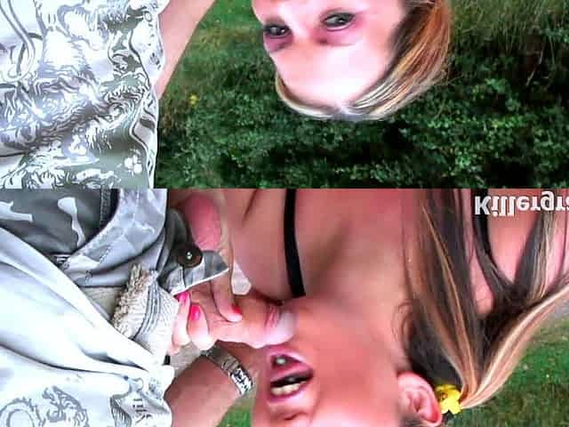 Amateur Blonde Blowjob handjob and cumshot