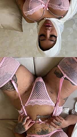 Home Alone Hijabi Wearing Cute Lingerie Using Bwc Dildo