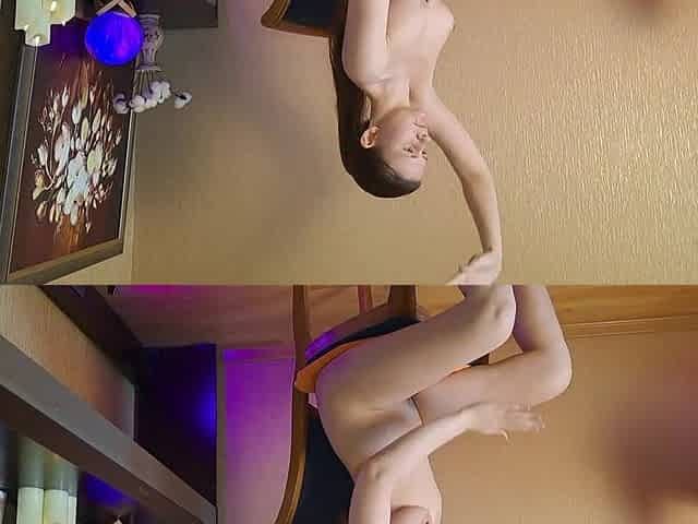 Nude strech while sitting