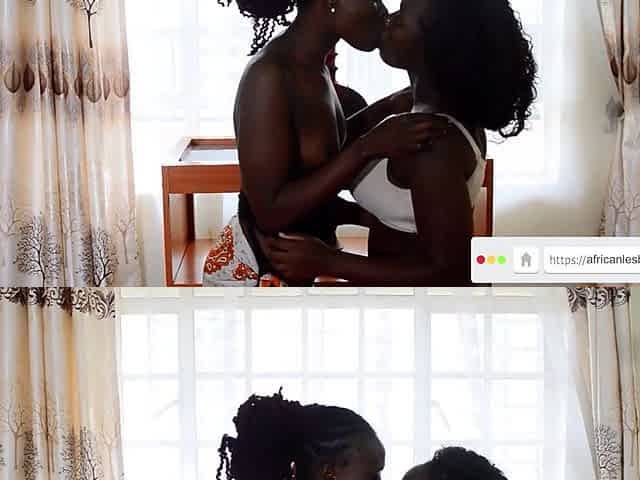 Big Ass Ebony Lesbians Share Big Dildo