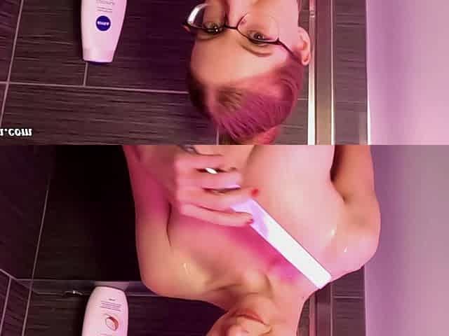 Dildo Spit Roast in the Shower 1608