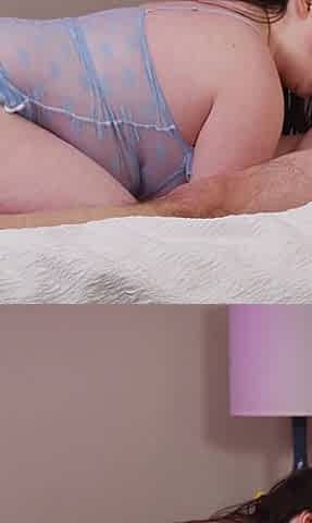 Hotel Room Blowjob with Em Ambisious - Busty Brunette in Blue